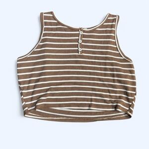 Striped Brown and White Crop Top
